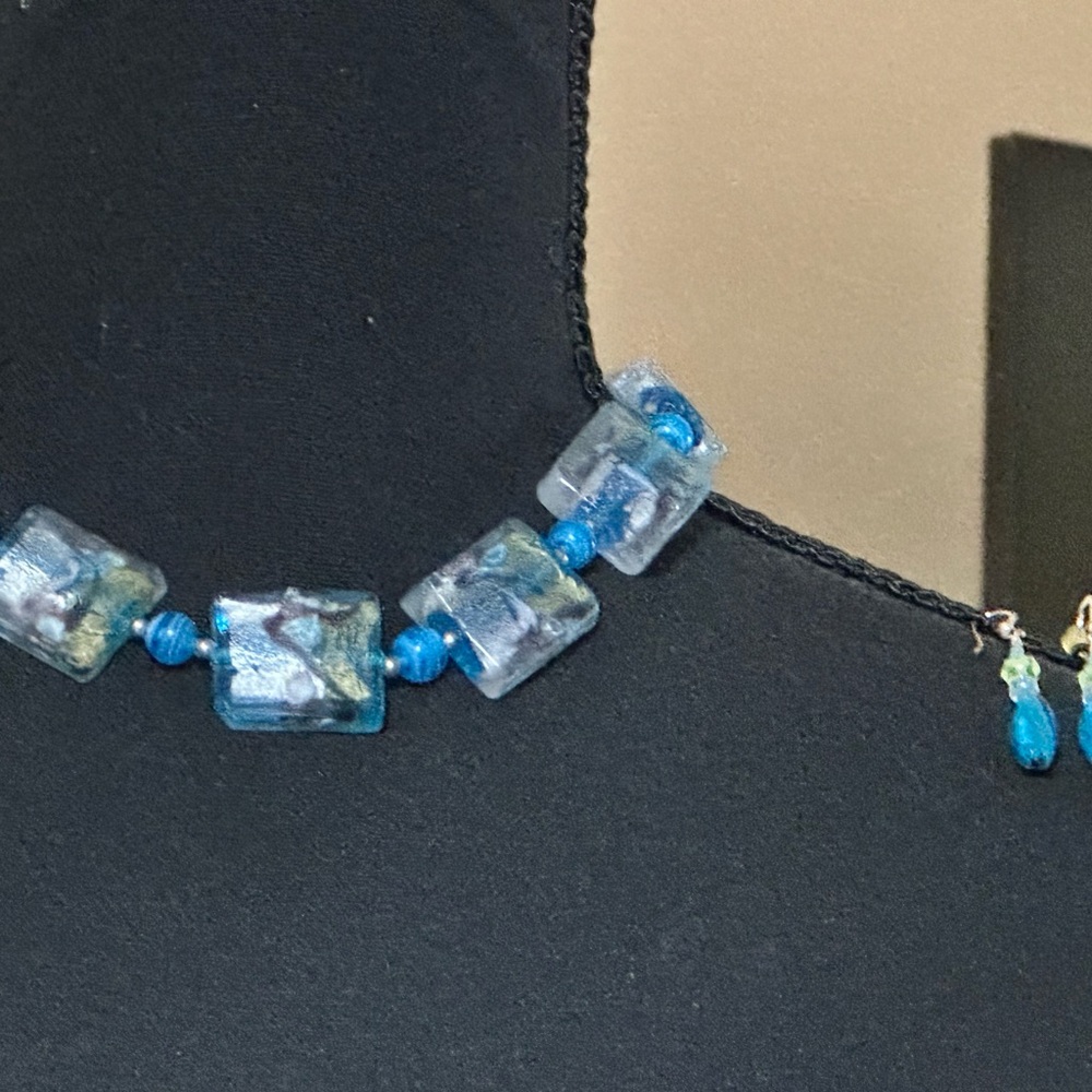 Ann Taylor Blue and Silver Beaded Necklace